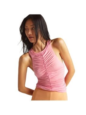 NWOT Anthropology PILCRO Ruched Pink Sleeveless Women’s reversible Tank Top, XS